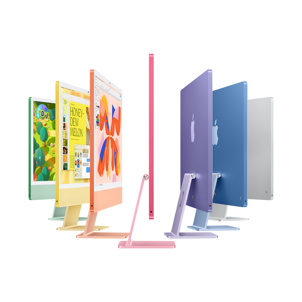 Row of colourful iMacs